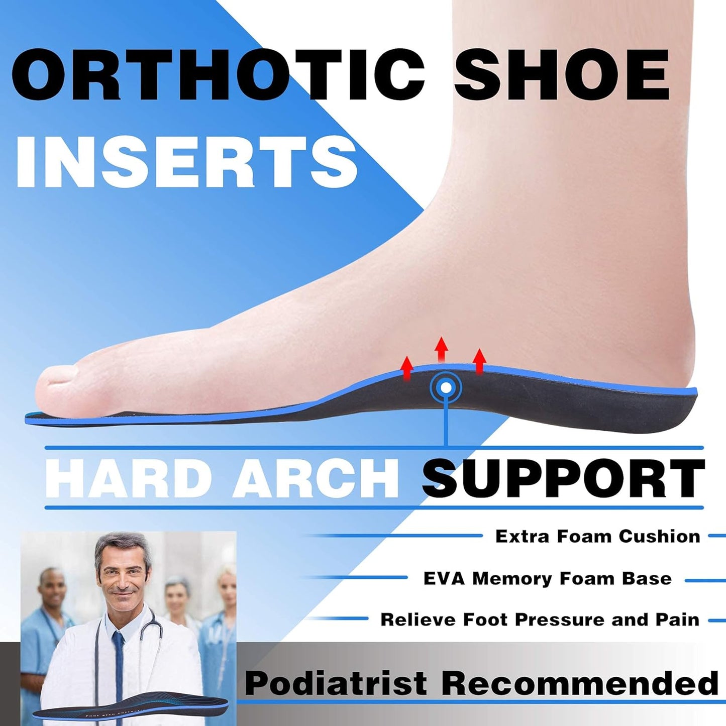 Plantar Fasciitis Insoles Arch Supports for Men and Women Shoe Inserts Orthotics - Athletic Shoe Insoles for Flat Feet Arch Heel Pain High Arch Womens 12-12.5 | Mens 10-10.5