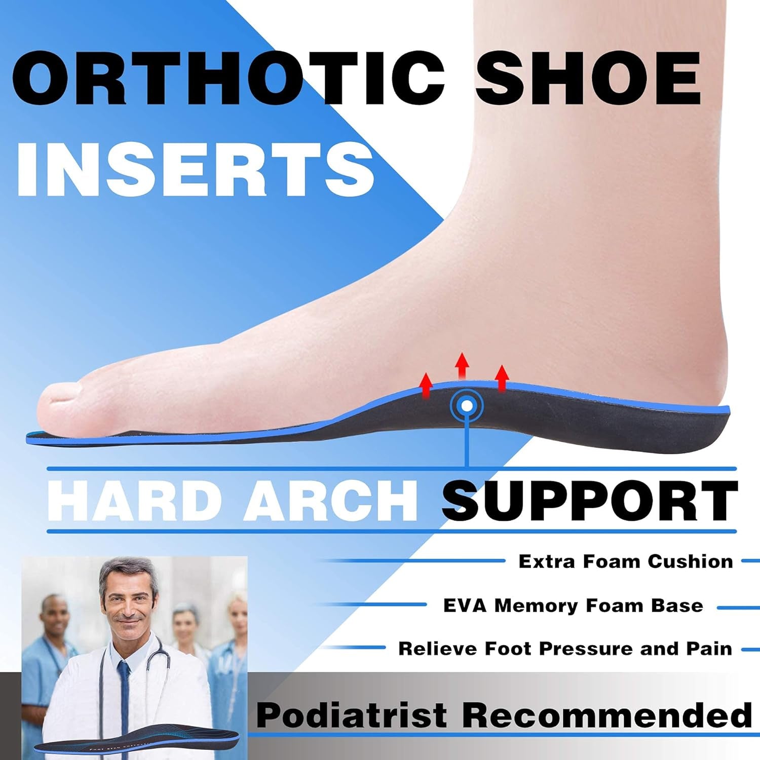 Plantar Fasciitis Insoles Arch Supports for Men and Women Shoe Inserts Orthotics - Athletic Shoe Insoles for Flat Feet Arch Heel Pain High Arch Womens 12-12.5 | Mens 10-10.5